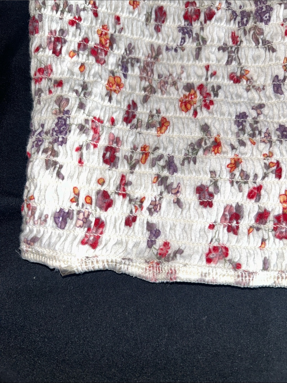 American Eagle White Floral Off-Shoulder Smocked Women’s Top - Medium - Picture 4 of 5